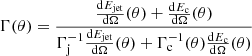 $$ \begin{aligned} \Gamma (\theta ) = \frac{\frac{\mathrm{d}E_{\rm jet}}{\mathrm{d}\Omega }(\theta )+\frac{\mathrm{d}E_{\rm c}}{\mathrm{d}\Omega }(\theta )}{\Gamma _{\rm j}^{-1}\frac{\mathrm{d}E_{\rm jet}}{\mathrm{d}\Omega }(\theta )+\Gamma _{\rm c}^{-1}(\theta )\frac{\mathrm{d}E_{\rm c}}{\mathrm{d}\Omega }(\theta )} \end{aligned} $$
