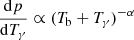 $$ \begin{aligned} \frac{\mathrm{d}p}{\mathrm{d}T_{\rm \gamma }}\propto (T_{\rm b}+T_{\rm \gamma })^{-\alpha } \end{aligned} $$