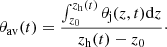 $$ \begin{aligned} \theta _{\rm av}(t) = \frac{\int _{z_0}^{z_{\rm h}(t)}\theta _{\rm j}(z,t)\mathrm{d}z}{z_{\rm h}(t)-z_0}\cdot \end{aligned} $$