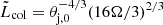 $ \tilde L_{\mathrm{col}}=\theta_{\mathrm{j,0}}^{-4/3}(16 \Omega/3)^{2/3} $