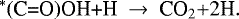 \begin{equation*}{^*}\textrm{(C=O)OH&#x002B;H} ~\rightarrow~{\textrm{CO}_2&#x002B;}\textrm{2H}. \end{equation*}