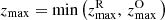 $ z_{{\max}}=\min\left(z_{{\max}}^{\mathrm{R}},\,z_{{\max}}^{\mathrm{O}}\,\right) $