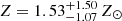 $ Z=1.53^{+1.50}_{-1.07}\,Z_{\odot} $