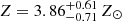 $ Z=3.86^{+0.61}_{-0.71}\,Z_{\odot} $