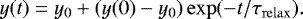 \begin{align*} y(t) = y_0 &#x002B; (y(0)-y_0) \exp(-t/\tau_{\mathrm{relax}}). \end{align*}