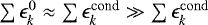 ${\sum\epsilon_k^0 \approx \sum\epsilon_k^{\textrm{cond}} \gg \sum\epsilon_k^{\mathrm{cond}}}$