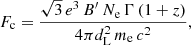 $$ \begin{aligned}&F_{\rm c} = \frac{\sqrt{3} \, e^3 \, B^{\prime } \, N_{\rm e} \, \Gamma \, (1+z) }{4 \pi d_{\rm L}^2 \, m_{\rm e} \, c^2}, \end{aligned} $$