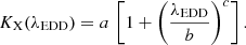 $$ \begin{aligned} K_{\rm X}(\lambda _{\rm EDD}) = a \, \left[1+ \left(\frac{\lambda _{\rm EDD}}{b} \right)^c \right] . \end{aligned} $$