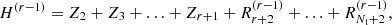 $$ \begin{aligned} H^{(r-1)} = Z_2+Z_3+ \ldots +Z_{r+1} + R_{r+2}^{(r-1)}+\ldots +R_{N_{\rm t}+2}^{(r-1)} , \end{aligned} $$