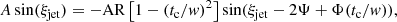 $$ \begin{aligned} A \sin (\xi _{\rm jet})&= -\mathrm{AR}\left[1-(t_{\rm c} /{ w})^2\right] \sin (\xi _{\rm jet} - 2\Psi + \Phi (t_{\rm c} /{ w})), \end{aligned} $$