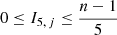 $ 0 \le I_{5,\,j} \le \frac{{n}-1}{5} $
