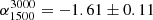 $ \alpha^{3000}_{1500} = -1.61 \pm 0.11 $