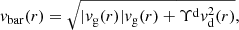 $$ \begin{aligned} v_{\rm bar}(r)=\sqrt{|v_{\rm g}(r)|v_{\rm g}(r)+\Upsilon ^\mathrm{d}v_{\rm d}^2(r)}, \end{aligned} $$