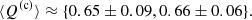 $$ \begin{aligned}&\langle Q^\mathrm{(c)}\rangle \approx \{0.65\pm 0.09, 0.66 \pm 0.06 \}. \end{aligned} $$