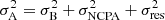 $ \sigma^2_{\rm A}= \sigma_{\rm B}^2+\sigma^2_{\rm NCPA}+\sigma^2_{\rm res} $