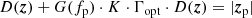$$ \begin{aligned} D(\boldsymbol{z}) + G(f_{\rm p}) \cdot K \cdot \Gamma _{\rm opt} \cdot D(\boldsymbol{z}) = |\boldsymbol{z}_{\rm p}| \end{aligned} $$