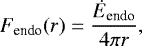\begin{align*} F_{\textrm{endo}}(r) = \dfrac{\dot{E}_{\textrm{endo}}}{4\pi r}, \end{align*}