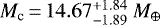 $M_{\textrm{c}}\,{=}\,14.67^{&#x002B;1.84}_{-1.89}\ M_{\oplus}$