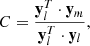 $$ \begin{aligned} C = \frac{\mathbf{y}_{l}^{T}\cdot \mathbf{y}_m}{\mathbf{y}_{l}^{T}\cdot \mathbf{y}_l}, \end{aligned} $$