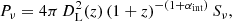 $$ \begin{aligned} P_\nu = 4 \pi \, D_{\rm L}^2(z) \, (1+z)^{-(1+\alpha _{\rm int})} \, S_\nu , \end{aligned} $$