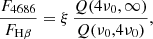 $$ \begin{aligned} \frac{F_{4686}}{F_{\mathrm{H}\beta }} = \xi \,\frac{Q(4\nu _0,\infty )}{Q(\nu _0,4\nu _0)}, \end{aligned} $$