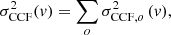 $$ \begin{aligned} \sigma ^{2}_{\mathrm{CCF} }({ v}) = \sum _{o} \sigma ^{2}_{\mathrm{CCF} ,o}\,({ v}), \end{aligned} $$