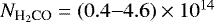 $N_{\textrm{H}_2\textrm{CO}}=(0.4{-}4.6)\times10^{14}$