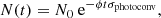 $$ \begin{aligned} N(t)=N_{0}\text{ e}^{-\phi t \sigma _{\rm photoconv}}, \end{aligned} $$
