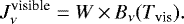 \begin{equation*} J_{\nu}^{\textrm{visible}} = W\,{\times}\,B_{\nu}(T_{\textrm{vis}}). \end{equation*}