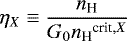 \begin{equation*} \eta_{X} \equiv \frac{{n_{\textrm{H}}}}{G_0 {n_{\textrm{H}}}^{\textrm{crit}, X}} \end{equation*}
