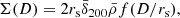$$ \begin{aligned} \Sigma (D)=2r_{\rm s} \bar{\delta }_{200} \bar{\rho }f(D/r_{\rm s}), \end{aligned} $$