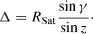 $$ \begin{aligned} \Delta = R_{\rm Sat} \frac{\sin \gamma }{\sin z}\cdot \end{aligned} $$