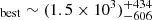 $ _{\mathrm{best}} \sim (1.5 \times 10^3)^{+434}_{-606} $
