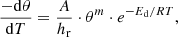 $$ \begin{aligned} \frac{-\mathrm{d}\theta }{\mathrm{d}T}=\frac{A}{h_{\rm r}}\cdot \theta ^{m}\cdot e^{-E_{\rm d}/RT} ,\end{aligned} $$