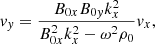 $$ \begin{aligned}&v_y = \frac{B_{0x} B_{0y} k_x^2}{B_{0x}^2 k_x^2 - \omega ^2 \rho _0} v_x, \end{aligned} $$
