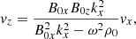 $$ \begin{aligned}&v_z = \frac{B_{0x} B_{0z} k_x^2 }{B_{0x}^2 k_x^2 - \omega ^2 \rho _0} v_x, \end{aligned} $$