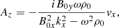 $$ \begin{aligned}&A_z = - \frac{i B_{0y} \omega \rho _0 }{B_{0x}^2 k_x^2 - \omega ^2 \rho _0} v_x, \end{aligned} $$