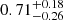 $ 0.71^{+0.18}_{-0.26} $