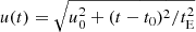 $ u(t)=\sqrt{u_0^2+(t-t_0)^2/t_{\mathrm{E}}^2} $