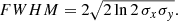$$ \begin{aligned} FWHM = 2 \sqrt{2\ln {2}\,\sigma _x\sigma _{ y}}. \end{aligned} $$