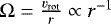 $\Omega=\frac{v_{\mathrm{rot}}}{r} \propto r^{-1}$