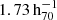 $ 1.73\,\mathrm{h}_{70}^{-1} $
