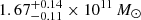 $ 1.67^{+0.14}_{-0.11}\times10^{11}\,M_{\odot} $