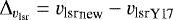 ${\Delta}_{v_{\textrm{lsr}}} = {v_{\textrm{lsr}}}_{\textrm{new}} - {v_{\textrm{lsr}}}_{\textrm{Y17}}$