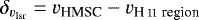 ${\delta}_{v_{\textrm{lsr}}} = v_{\textrm{HMSC}} - v_{\textrm{H~\textsc{ii}}~\textrm{region}}$