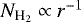 $N_{\textrm{H}_{2}} \propto r^{-1}$