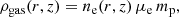 $$ \begin{aligned}&\rho _{\rm gas}(r,z) = n_{\rm e}(r,z) \, \mu _{\rm e} \, m_{\rm p}, \end{aligned} $$