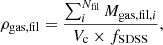 $$ \begin{aligned} \rho _{\rm gas,fil} = \frac{\sum _{i}^{N_{\rm fil}} M_{\mathrm{gas,fil},i}}{V_{\rm c} \times f_{\rm SDSS}}, \end{aligned} $$