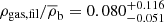 $ \rho_{\mathrm{gas,fil}}/\overline{\rho}_{\mathrm{b}} = 0.080^{+0.116}_{-0.051} $
