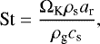 \begin{equation*} \textrm{St}=\frac{\Omega_{\textrm{K}} \rho_{\textrm{s}} a_{\textrm{r}}}{\rho_{\textrm{g}} c_{\textrm{s}}},\end{equation*}